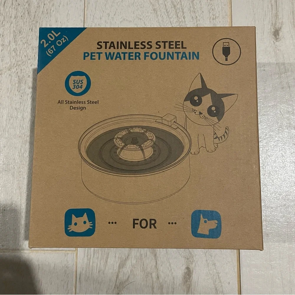 2.0L/67oz Stainless steel cat water fountain